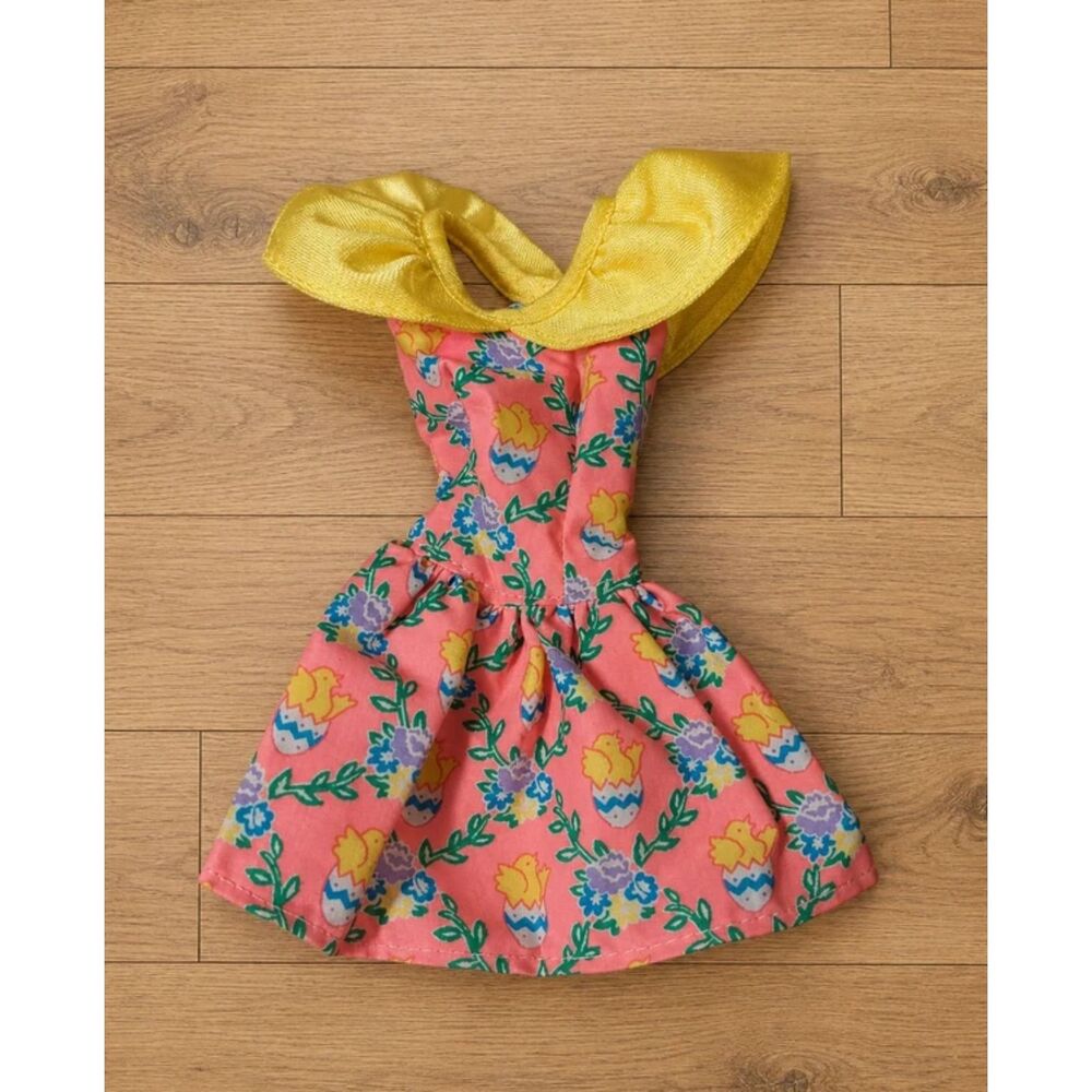 Easter Party Barbie Dress Pink Yellow Chicks Eggs 1994 Vintage Fashion